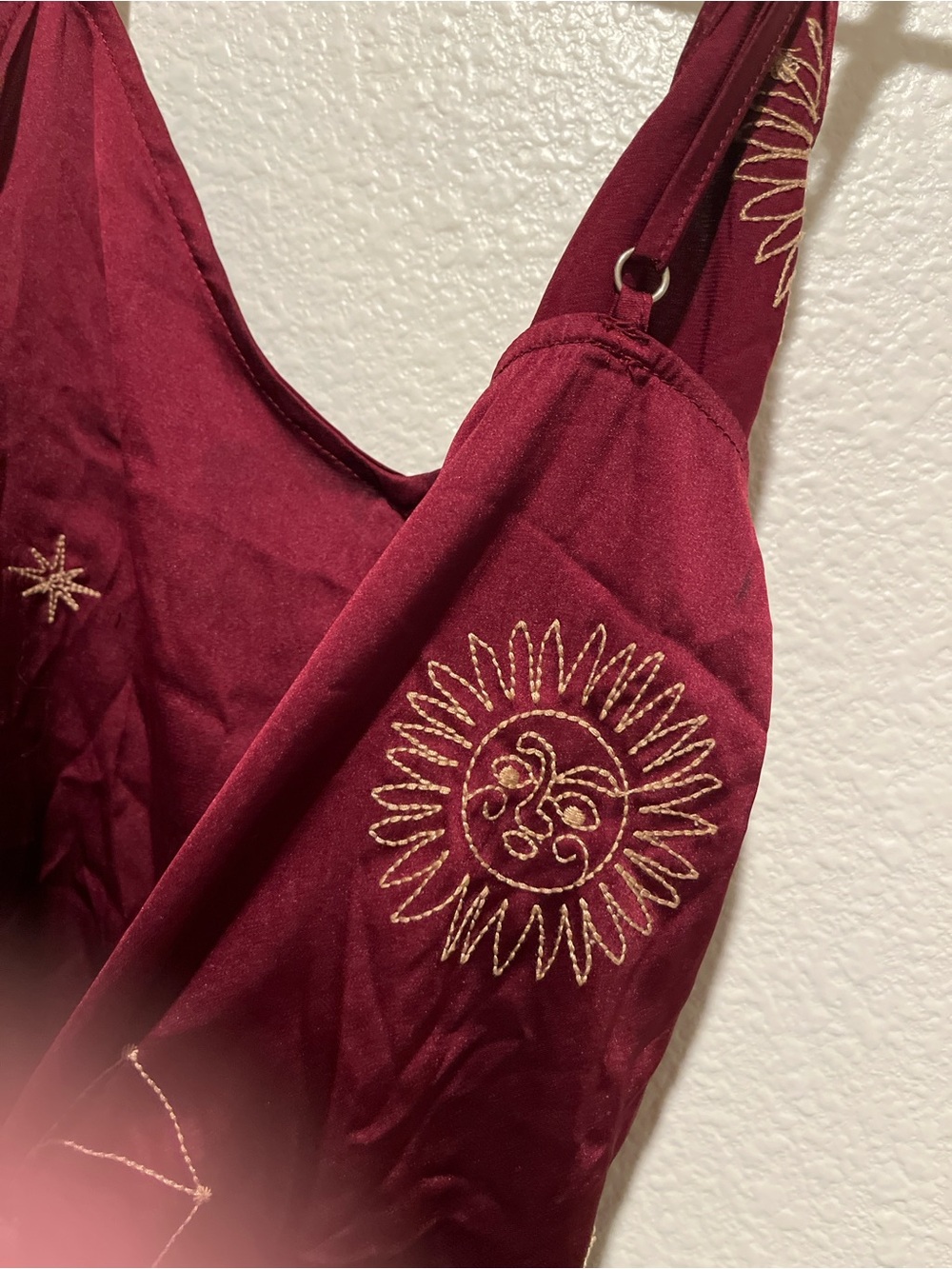 Women’s Burgundy Embroidered Sun Top